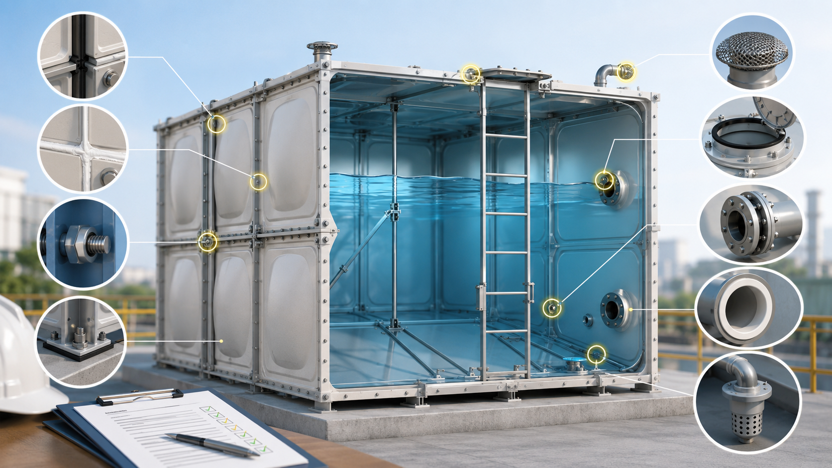Quality and handover review associated with water tank sampling plan