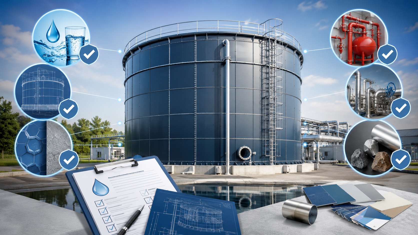 Quality and handover review associated with industrial water tank specification
