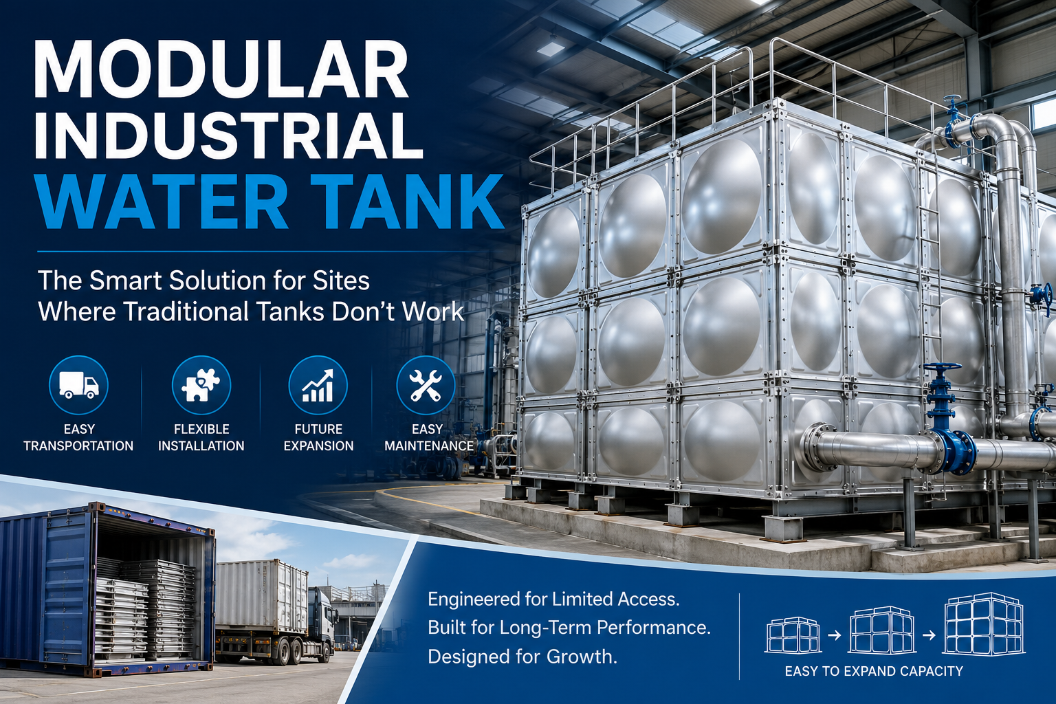 Technical detail related to industrial water tank specification and tank system interfaces